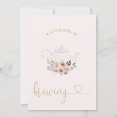 Invitation Teapot Floral Une Petite Fille Brûle Du Baby showe (Dos)