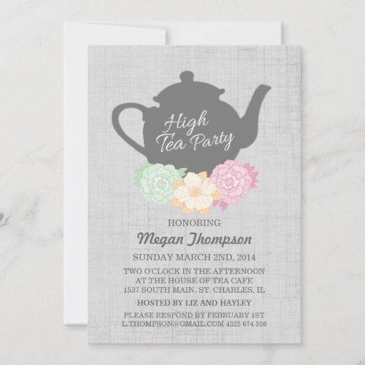 Invitation Teapot High Tea (Devant)