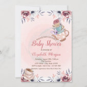 Invitation Teapot Tea cup Floral Tea Party Baby shower (Devant)