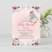 Invitation Teapot Tea cup Floral Tea Party Baby shower (Debout devant)