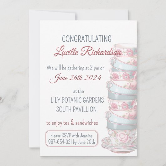 Invitation Teapot Teapot Party Mariage Brunch (Dos)