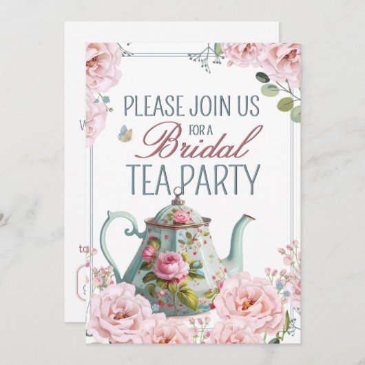 Invitation Teapot Teapot Party Mariage Brunch (Devant / Derrière)