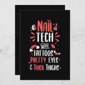 Invitation Technicienne en onglerie avec tatouages (Devant / Derrière)