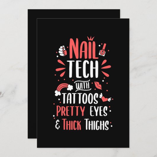 Invitation Technicienne en onglerie avec tatouages (Devant / Derrière)