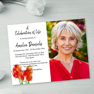 Invitation Ted Tulip Photo Celebration of Life Card