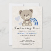 Invitation Teddy Bear 1er Anniversaire bleu (Devant)