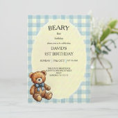Invitation Teddy Bear 1st Birthday (Debout devant)