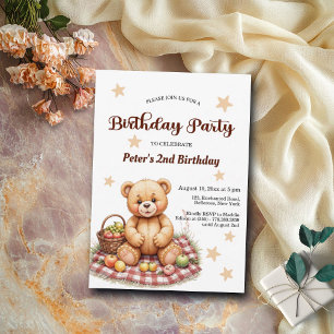 Invitation Teddy Bear à Pique-nique 2e fête d'anniversaire
