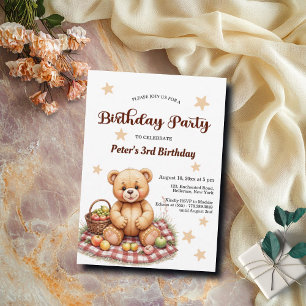 Invitation Teddy Bear à Pique-nique 3e fête d'anniversaire