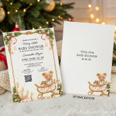 Invitation Teddy Bear and Ribbons Christmas Baby Shower 