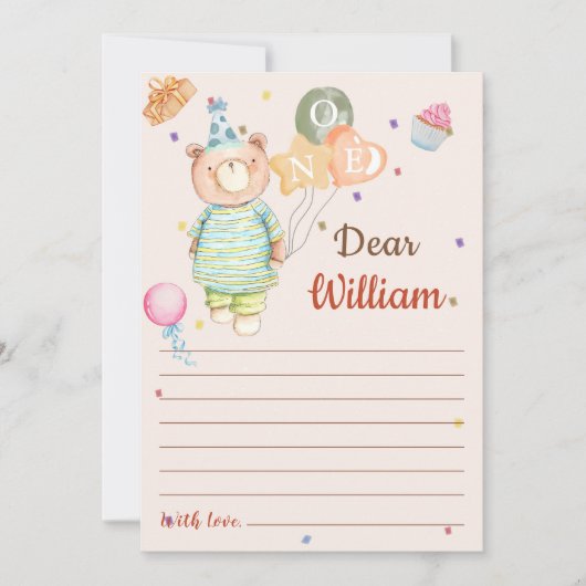 Invitation Teddy Bear Anniversaire heure Capsule Message Card (Devant)