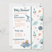 Invitation Teddy Bear Astronaut In Space Baby Shower (Devant)