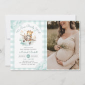 Invitation Teddy Bear Avion Boy Baby shower Photo (Devant)