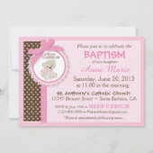 Invitation Teddy Bear Baby Girl Baptême rose (Dos)