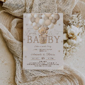 Invitation Teddy Bear Baby shower Bearly Wait