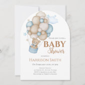 Invitation Teddy Bear Baby shower Boy (Devant)