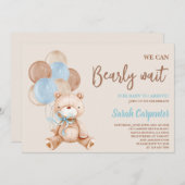Invitation Teddy Bear Baby shower Boy (Devant / Derrière)