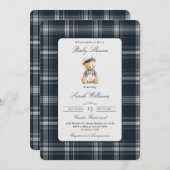 Invitation Teddy Bear Baby shower Boy (Devant / Derrière)