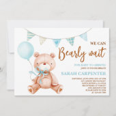 Invitation Teddy Bear Baby shower Boy (Devant)