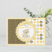 Invitation Teddy Bear Baby shower de bébé neutre selon le sex (Debout devant)