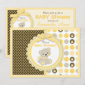 Invitation Teddy Bear Baby shower de bébé neutre selon le sex (Devant / Derrière)