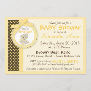 Invitation Teddy Bear Baby shower de bébé neutre selon le sex