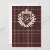 Invitation Teddy Bear Baby Shower Girl Plaid Burgundy Bow (Dos)