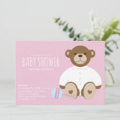 Invitation Teddy Bear Baby shower Invitation, arrière - plan  (Debout devant)