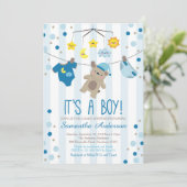 Invitation Teddy Bear Baby shower Invitation, baby shower gar (Debout devant)