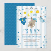 Invitation Teddy Bear Baby shower Invitation, baby shower gar (Devant / Derrière)