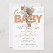 Invitation Teddy Bear Baby shower Invitation, "Bearly Wait" (Devant)