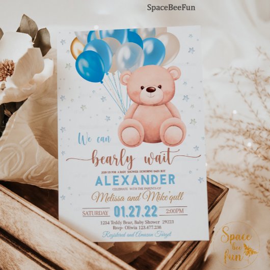 Invitation Teddy Bear Baby shower On Peut Attendre