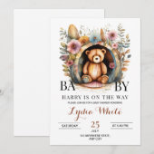 Invitation Teddy Bear Baby shower On Peut Attendre (Devant / Derrière)