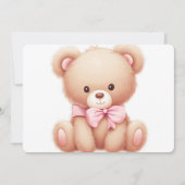 Invitation Teddy Bear Baby shower rose (Devant)