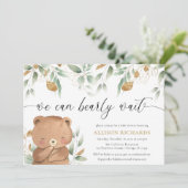 Invitation Teddy Bear baby shower vert neutre pour les femmes (Debout devant)