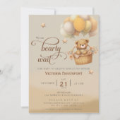 Invitation Teddy Bear Balloon Baby shower garçon d'attendre t (Devant)