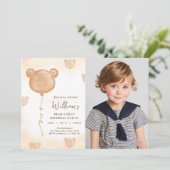 Invitation Teddy Bear Balloon Beary Première fête d'anniversa (Debout devant)