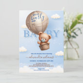 Invitation Teddy Bear Balloon Boy Bearly Wait Baby shower (Debout devant)
