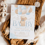 Invitation Teddy Bear Balloon Boy Bearly Wait Baby shower<br><div class="desc">Teddy Bear Balloon Boy Bearly Wait Baby shower Invitation Tous les modèles sont © PIXEL PERFECTION PARTY LTD</div>