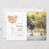 Invitation Teddy Bear Balloon Boy Deuxième fête d'anniversair (Devant)