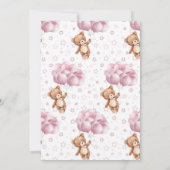 Invitation Teddy Bear Balloon fille Bearly Wait Baby shower (Dos)