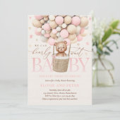 Invitation Teddy Bear Balloon Girl Bearly Wait Baby shower (Debout devant)