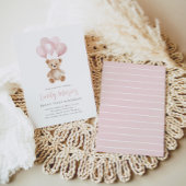 Invitation Teddy Bear Balloon rose Béary Premier anniversaire