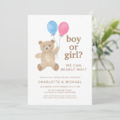 Invitation Teddy Bear Balloons Gender Reveal (Debout devant)
