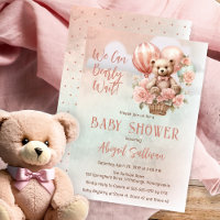Teddy Bear Balloons Girl Bearly Wait Baby shower