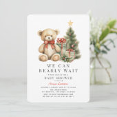 Invitation Teddy Bear Bearly Wait Baby shower de vacances (Debout devant)