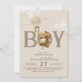 Invitation Teddy Bear Bearly Wait Balloon Baby Boy Shoy Inv (Devant)