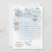 Invitation Teddy Bear Bearly Wait Boy Baby shower Conseils (Devant)