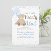 Invitation Teddy Bear Bearly Wait Confetti Boy Baby shower (Debout devant)