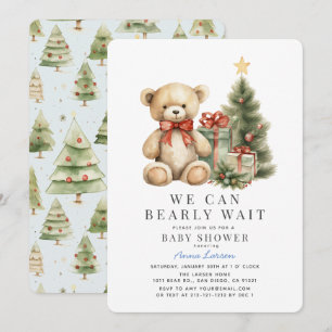 Invitation Teddy Bear Bearly Wait Vacances Baby shower garçon